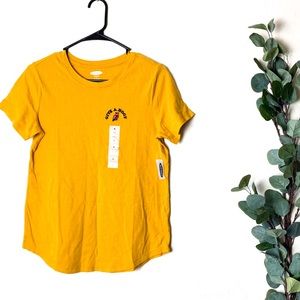 Old Navy Embroidered Hoot Tee Mustard Small